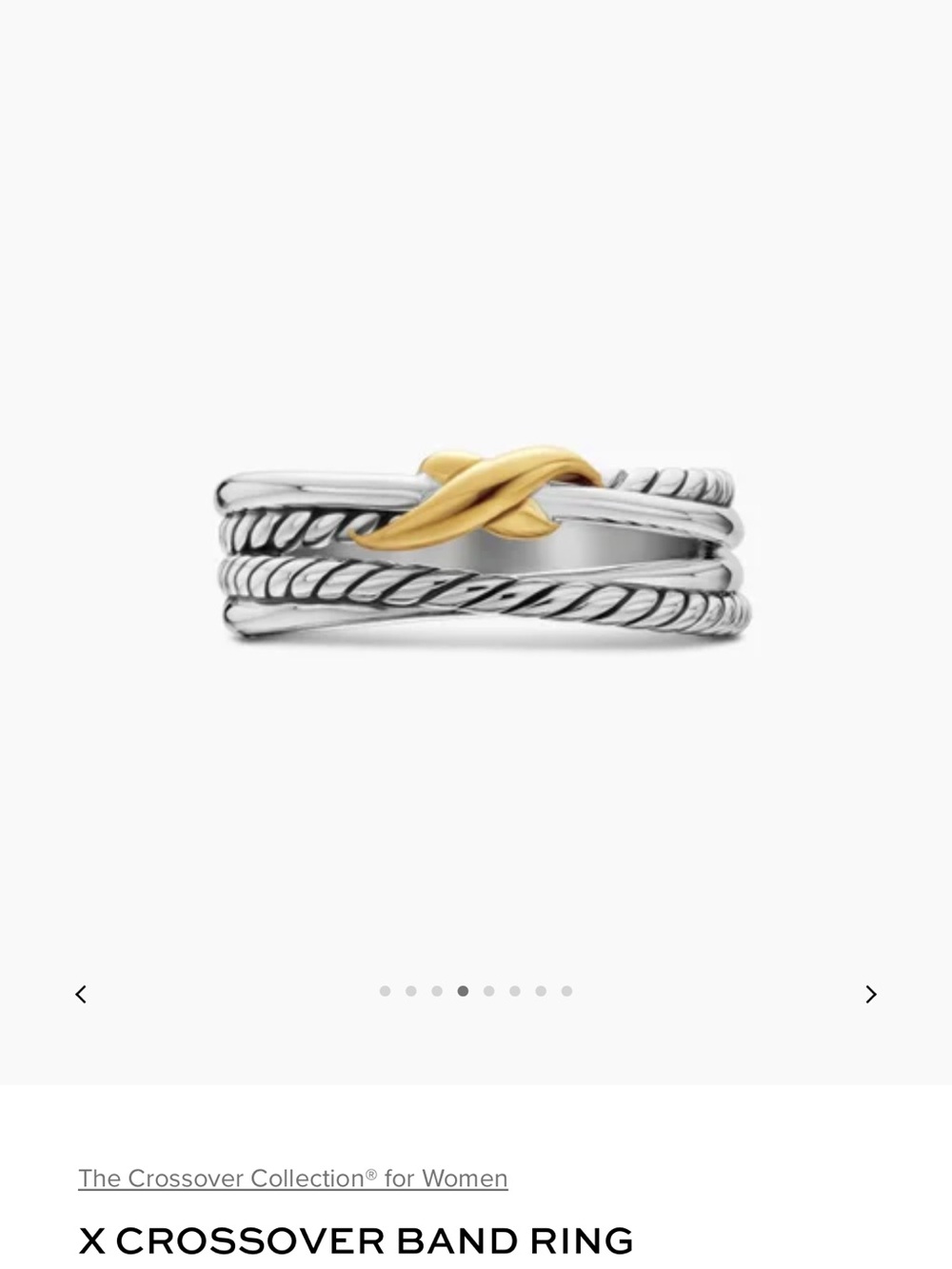 David Yurman Two-Tone X Crossover Ring in Silver and Gold